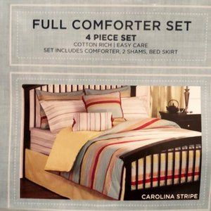 Comforter set new full size 2 shams & bedskirt Cannon Carolina Stripe